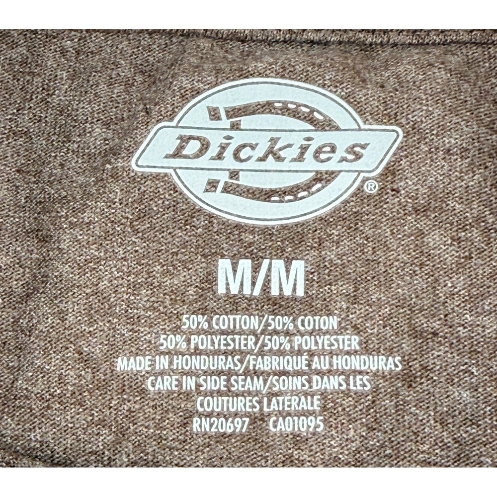 Dickies Mens Medium Brown Pocket T Shirt Workwear Short Sleeve Cotton Blend Tee - Picture 2 of 7